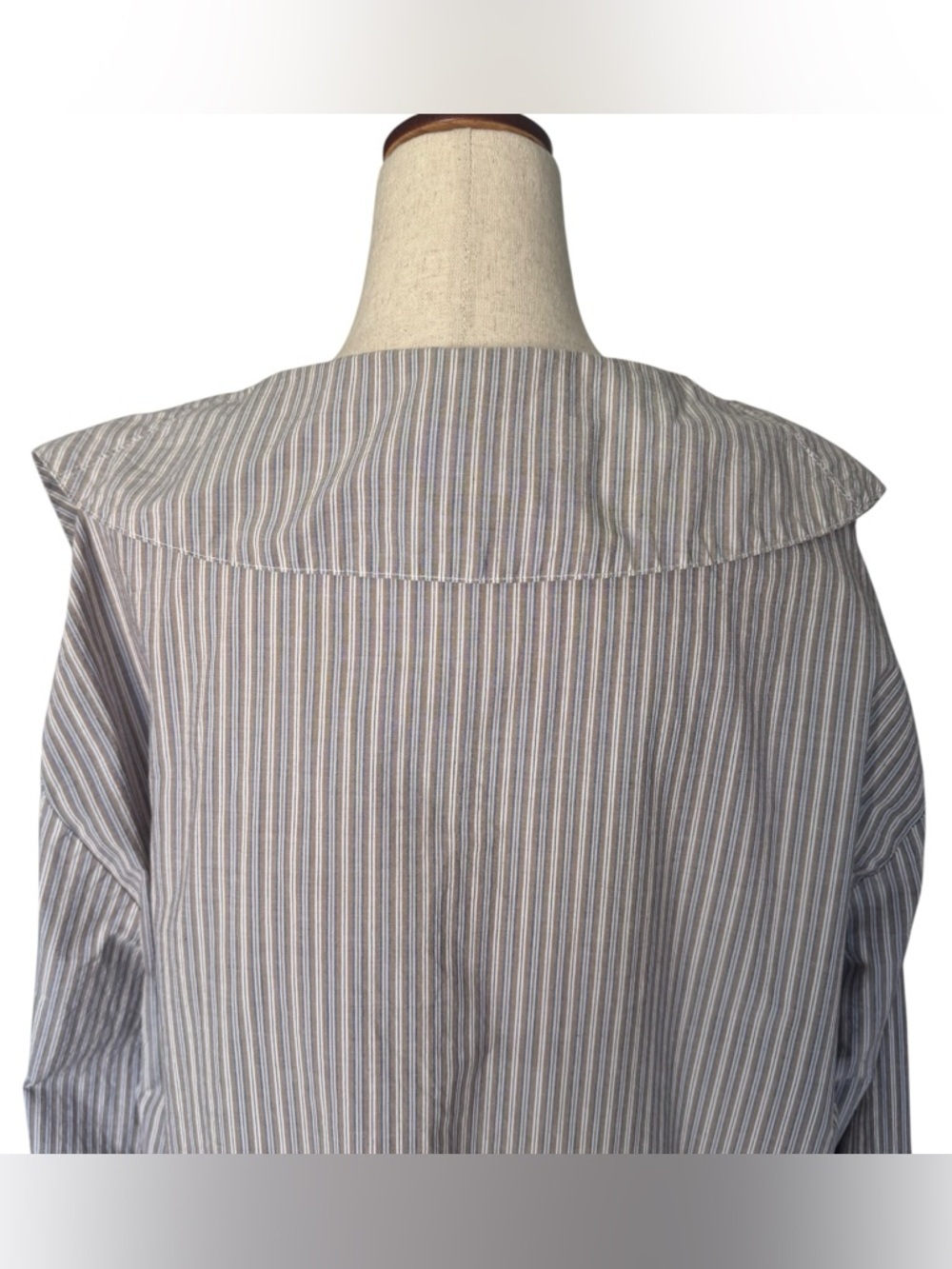 Deiji Studios Collared Tie Shirt in Seas Stripe Size Large - Picture 6 of 14